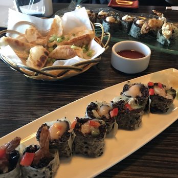 Sun Cuisines - Coconut shrimp roll, gyoza, and soft shell crab roll - Burmese Near Me - Williamsville, New York Sun Cuisines - Coconut shrimp roll, gyoza, and soft shell crab roll - Burmese Near Me - Williamsville, New York