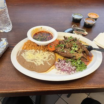Adolfo's Mexican Food - Birria combo plate with flour tortillas and consommé - Mexican Near Me - San Clemente, California