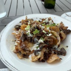 Black and blue steak bites.