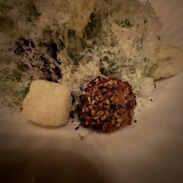 Everything bagel, croutons, and cream cheese balls