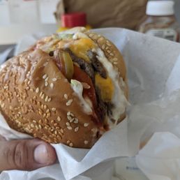 Get the double cheeseburger w/ everything w/ xtra mayo - you will not regret it! Better than "speciality burgers" that cost 2x as much. Get the double cheeseburger w/ everything w/ xtra mayo - you will not regret it! Better than "speciality burgers" that cost 2x as much.