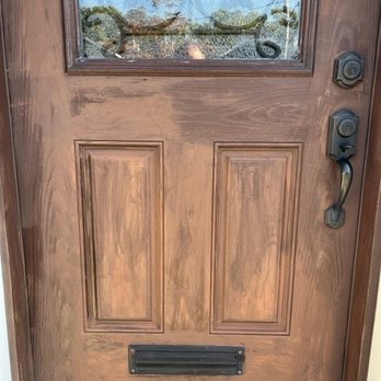 Power Home Remodeling - Fading Door(should be dark brown...has been re-stained several times) - Windows Installation Near Me - Edison, New Jersey Power Home Remodeling - Fading Door(should be dark brown...has been re-stained several times) - Windows Installation Near Me - Edison, New Jersey