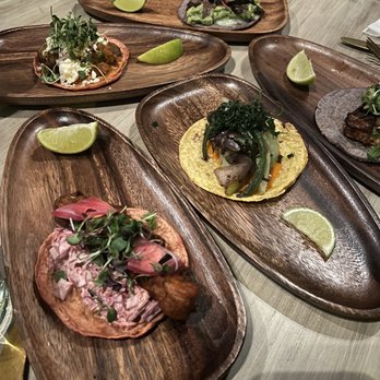 Cantina Monarca - Sea bass, chayote, waygu, carne asada, mushroom tinga tacos - Cocktail Bars Near Me - Bellevue, Washington
