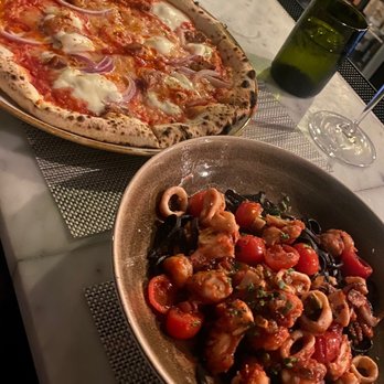 A16 - Squid Ink Tonnarelli And Arrabbiata pizza - Italian Near Me - San Francisco, California A16 - Squid Ink Tonnarelli And Arrabbiata pizza - Italian Near Me - San Francisco, California