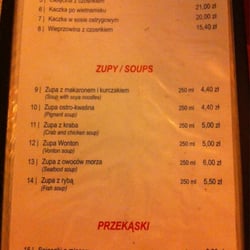 Kuchnia Orientalna - Menu z zupkami, ostro kwaśna taka sobie, kurczakowa to fajny rosołek, krabowa ma trochę mało kraba ale jest bardzo gęsta :)