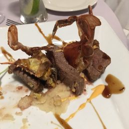 Steak and soft shell crab with potato (off menu). Taste was off the charts Steak and soft shell crab with potato (off menu). Taste was off the charts