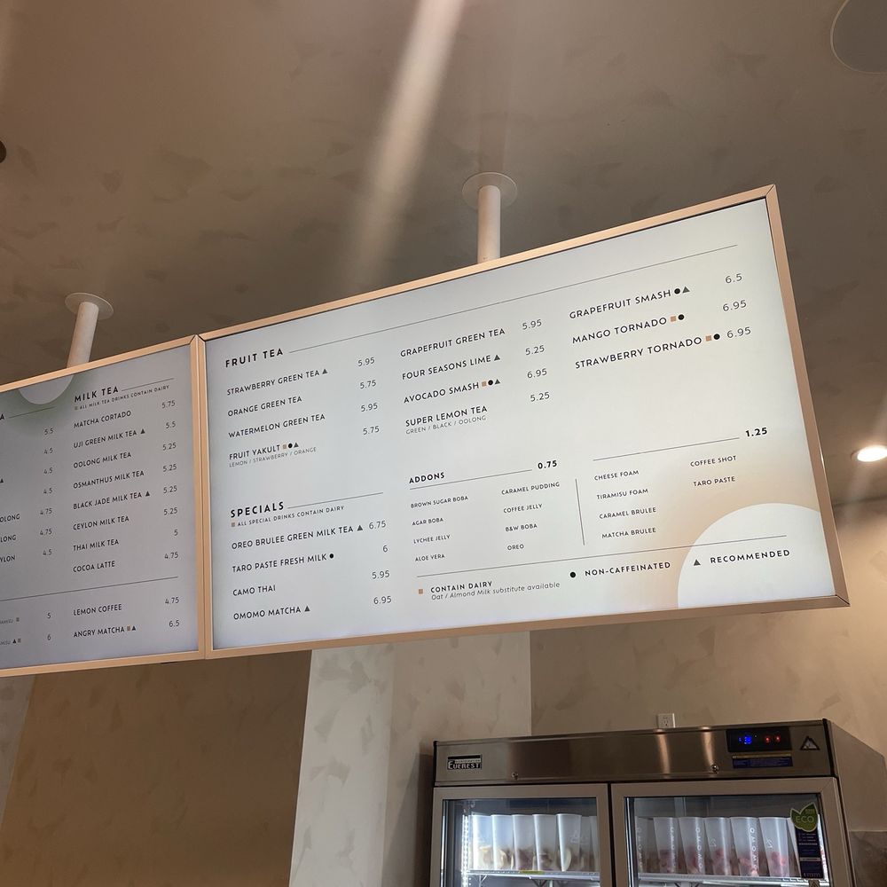 OMOMO Tea Shoppe  - menu - Bubble Tea Near Me - Brea, California