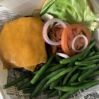 Latitude 36 - Brisket Short Rib burger with fresh green beans - Bars Near Me - Nashville, Tennessee Latitude 36 - Brisket Short Rib burger with fresh green beans - Bars Near Me - Nashville, Tennessee