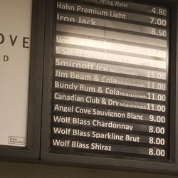 Qudos Bank Arena - Drink menu.