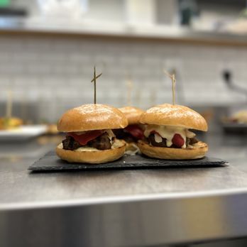 The Landing - two sliders with toothpicks on them - Desserts Near Me - Fairfield, California The Landing - two sliders with toothpicks on them - Desserts Near Me - Fairfield, California