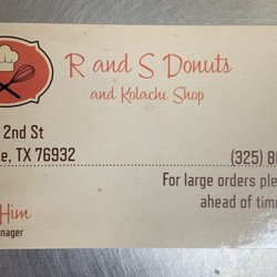 R & S Donuts and Kolache Shop - Business card