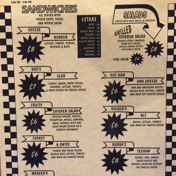 Doc's Drug Store - sandwich menu call for soup of the day and daily specials - Drugstores Near Me - Brownwood, Texas Doc's Drug Store - sandwich menu call for soup of the day and daily specials - Drugstores Near Me - Brownwood, Texas