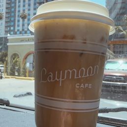 Honey Vanilla Cinnamon Latte (iced)  With vanilla cold foam and oat milk.