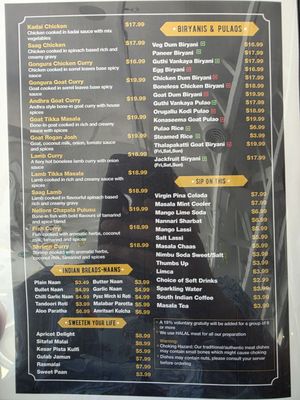 Menu photo 1 AnTeRa Indian Kitchen Artesia, CA