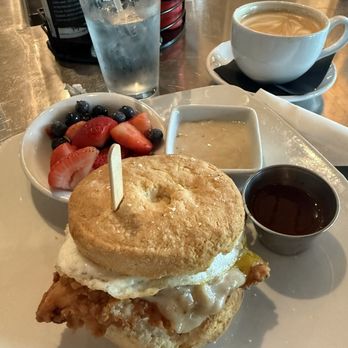 Milk & Honey - Nashville Hot Chicken Biscuit (sauce on side) - New American Near Me - Nashville, Tennessee Milk & Honey - Nashville Hot Chicken Biscuit (sauce on side) - New American Near Me - Nashville, Tennessee