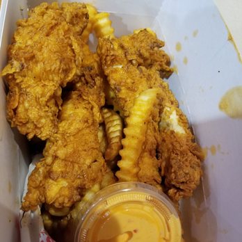 Monroe's Hot Chicken - Large chicken tenders with the seasoned crinkle cut fries, not excessively breaded. - Chicken Shop Near Me - Phoenix, Arizona