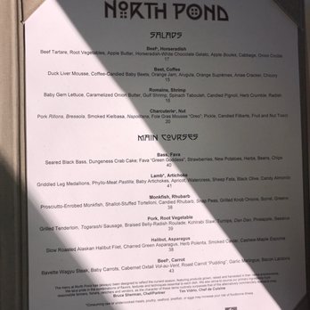 North Pond - Ala carte menu - New American Near Me - Chicago, Illinois
