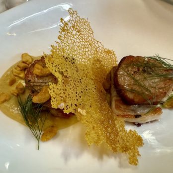 Elliott's Steakhouse - Scallops with pork belly - Steakhouses Near Me - Chandler, Arizona Elliott's Steakhouse - Scallops with pork belly - Steakhouses Near Me - Chandler, Arizona