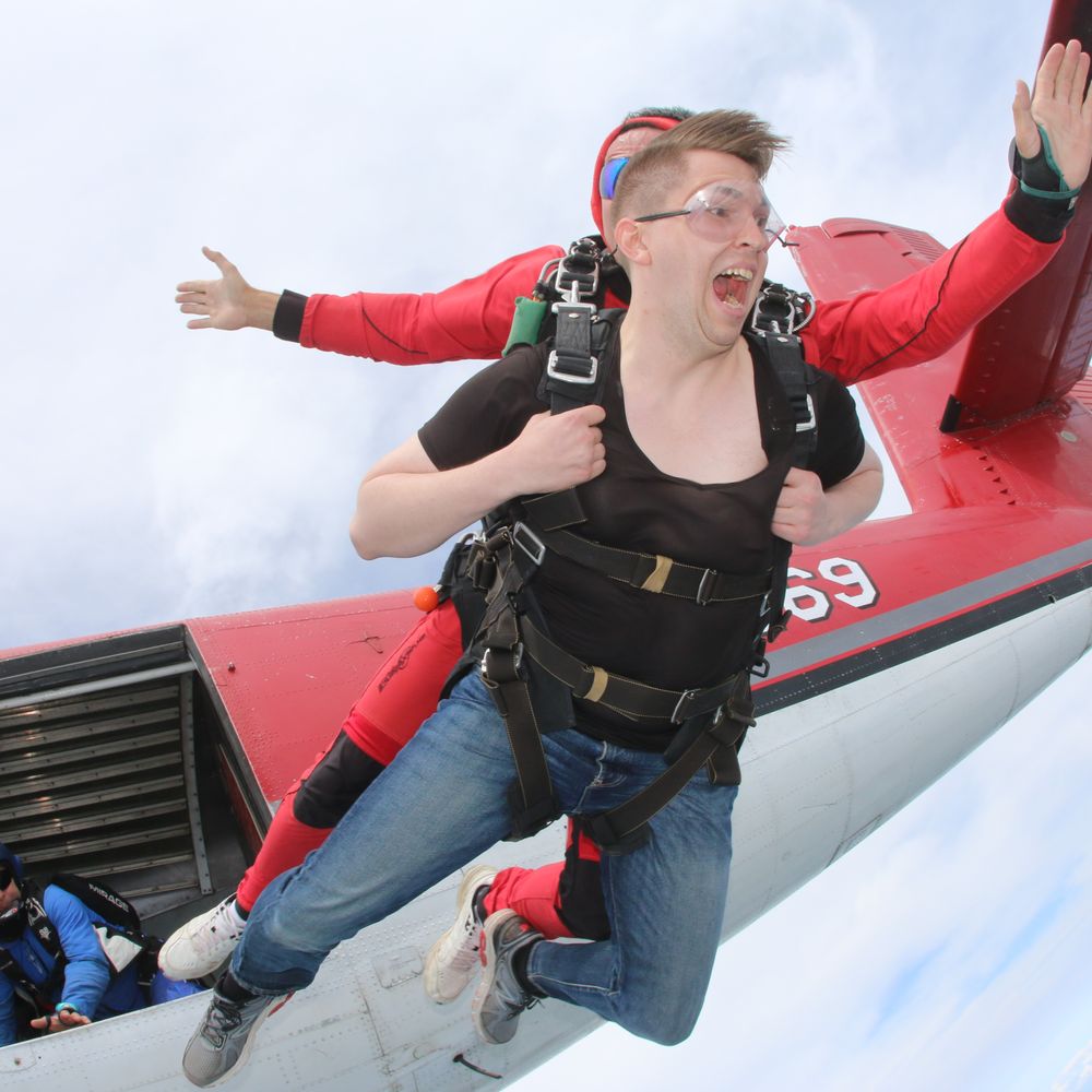 Sheer fear 5 feet into my first jump. Sheer fear 5 feet into my first jump.