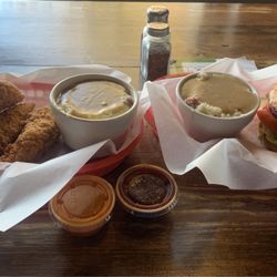 Bull McCabe's Irish Pub - Chicken fingers, burger, mashed potatoes.