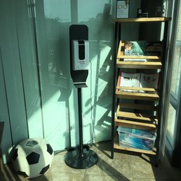 Hand sanitizer at the entrance. Hand sanitizer at the entrance.