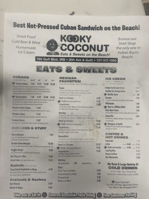 Menu photo 3 Kooky Coconut Indian Rocks Beach, FL