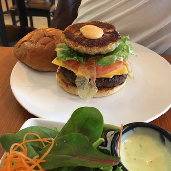 Bluefish Grill - Surf and turf burger!!!! Crab cake, burger, bacon, lettuce and tomato - Asian Fusion Near Me - Midlothian, Virginia Bluefish Grill - Surf and turf burger!!!! Crab cake, burger, bacon, lettuce and tomato - Asian Fusion Near Me - Midlothian, Virginia
