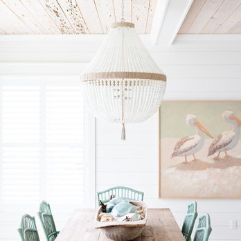 Beach Haus Interiors - Sometimes a design starts with one statement piece - in this case it was this stunning glass beaded chandelier. Palm Island, Florida - Interior Design Near Me - Venice, Florida Beach Haus Interiors - Sometimes a design starts with one statement piece - in this case it was this stunning glass beaded chandelier. Palm Island, Florida - Interior Design Near Me - Venice, Florida