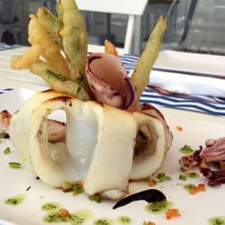 Destino Puerto - Las verduras en tempura geniales con la sepia, una gran idea!!