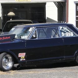 Blood's Old School Autoworks - Just watch for Ted's personal race car, his radical 63 Nova SS, sitting out by the street.