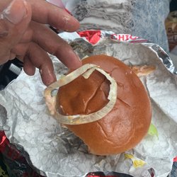 Wendy's - Onion skin was not peeled off enough!