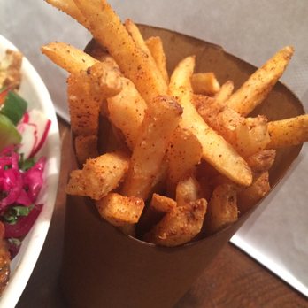 Brassica - Close-up of Brassica's delicious and addictive fries. The to-go order came in a cute little cup. - Mediterranean Near Me - Columbus, Ohio