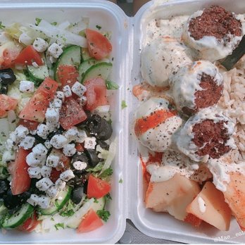 Lazeez Shawarma - Falafel platter w/ Greek Platter - Mediterranean Near Me - Etobicoke, Ontario