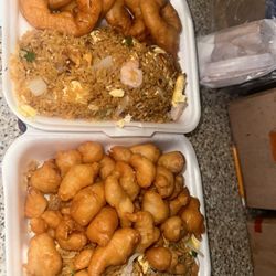 Dynasty Chinese Food - Jumbo shrimp with S.f and egg  Sweet and Sour chicken. S.f