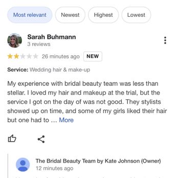 The Bridal Beauty Team - Update: the owner responded this way to my google review. - Makeup Artists Near Me - Chicago, Illinois The Bridal Beauty Team - Update: the owner responded this way to my google review. - Makeup Artists Near Me - Chicago, Illinois