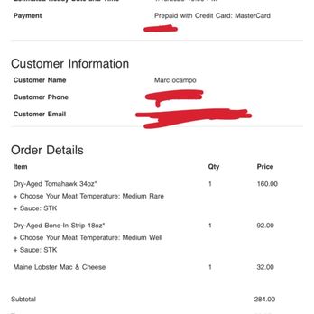STK Steakhouse Chicago - Receipt of order - Steakhouses Near Me - Chicago, Illinois STK Steakhouse Chicago - Receipt of order - Steakhouses Near Me - Chicago, Illinois