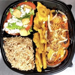 Just Vibe Seafood Bar And Grill - Come Try Our Caribbean Style Salmon with a side of brown rice, plantains, and a fresh side salad !! Call to order now!