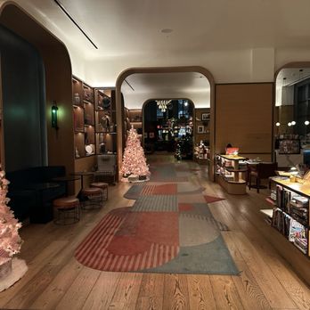 Virgin Hotels - hotel lobby with christmas trees - Hotels Near Me - Nashville, Tennessee