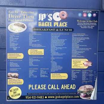 JP's Bagel Place - Menu on side of building - Bagels Near Me - Hollywood, Florida JP's Bagel Place - Menu on side of building - Bagels Near Me - Hollywood, Florida