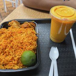 Curryland Indian Food - Chicken Biryani and Mango Lassi