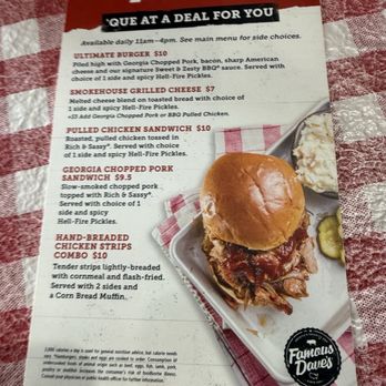 Famous Dave's Bar-B-Que - Lunch menu - Barbeque Near Me - Bellevue, Nebraska Famous Dave's Bar-B-Que - Lunch menu - Barbeque Near Me - Bellevue, Nebraska