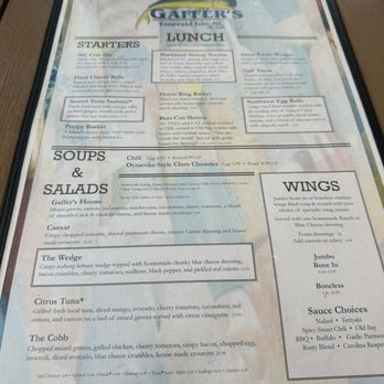 Gaffers - Menu - Bars Near Me - Emerald Isle, North Carolina
