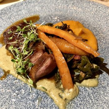 Black Cat Bistro - Leg of lamb with green chili purée - New American Near Me - Boulder, Colorado