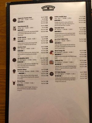 Menu photo 4 Oakbrook Brewing Company Reading, PA