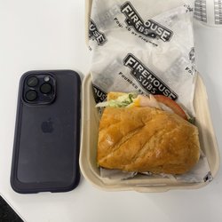 Firehouse Subs - My tiny $8 sandwich.  Drenched in mayo...gross.