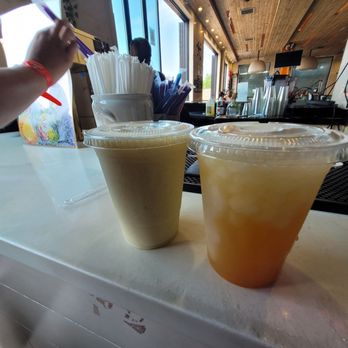 Spa Castle - Drinks from the bar. Left: Virgin pina colada. Right: peach Margarita with patron. - Massage Near Me - College Point, New York