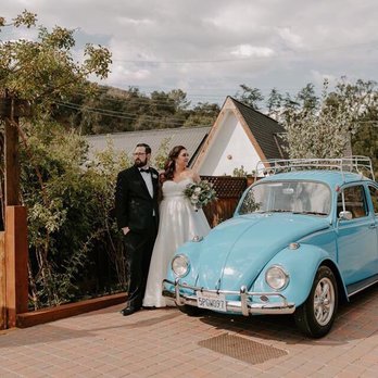 The 1909 - Top of the venue; also us with my husband's '67 VW Bug, our something blue & something old (Katie Ruther Photography) - Venues & Event Spaces Near Me - Topanga, California