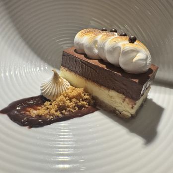 The Pines Modern Steakhouse - Complimentary bday chocolate ganache cheesecake with graham cracker - Steakhouses Near Me - S Highland, California The Pines Modern Steakhouse - Complimentary bday chocolate ganache cheesecake with graham cracker - Steakhouses Near Me - S Highland, California