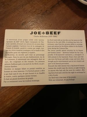 Menu photo 7 Joe Beef Montreal, QC Menu photo 7 Joe Beef Montreal, QC