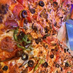 Gondola Pizza - Supreme extra large pizza. Plenty left for midnight snack and probably breakfast too!